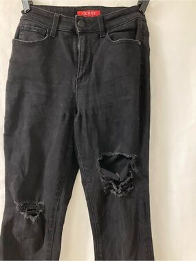 Guess Los Angeles Black Distressed Flare Jeans Women’s Size 24 Y2K